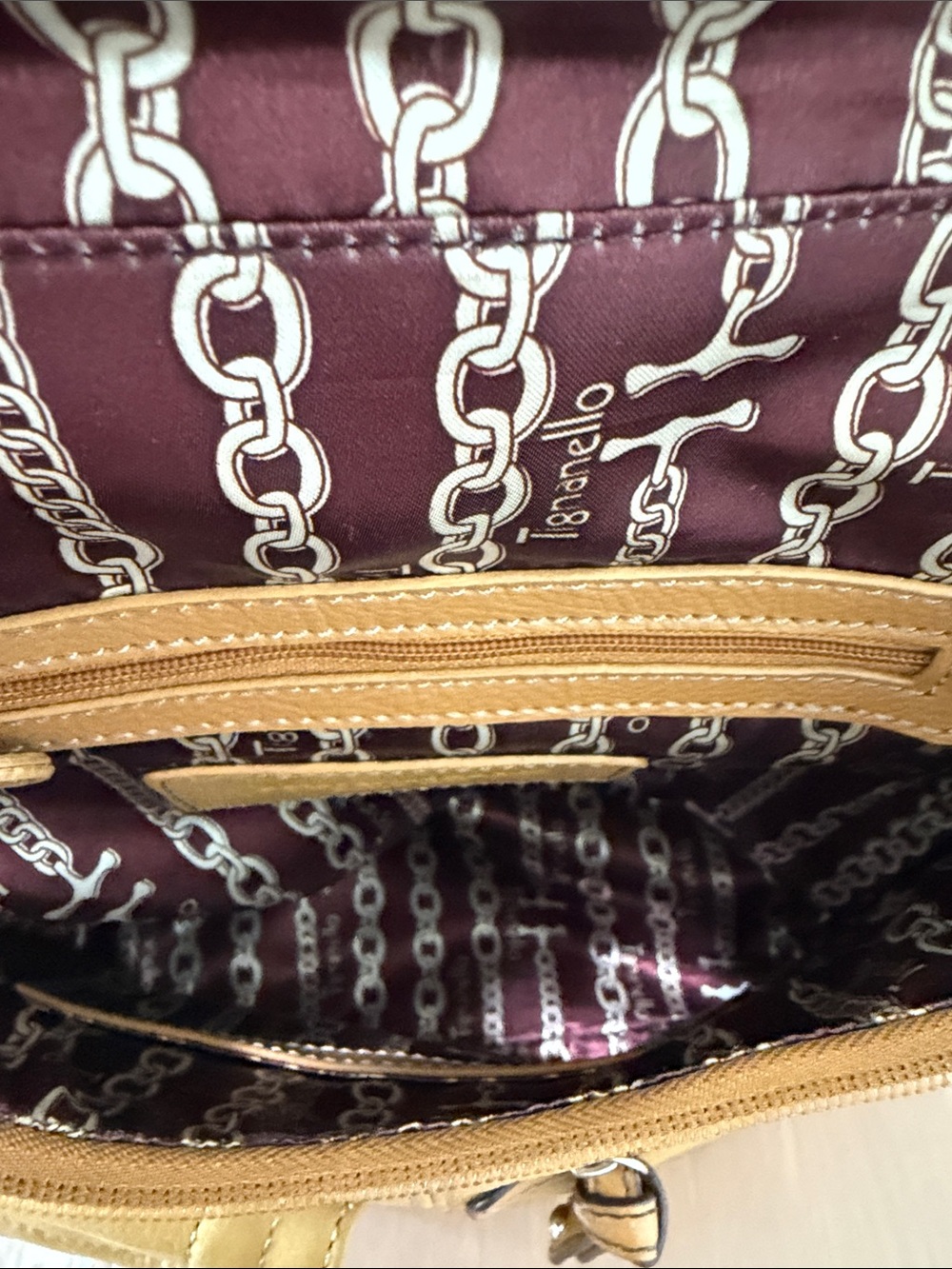 Tignanello Tan Pebble Leather Backpack - Picture 14 of 15